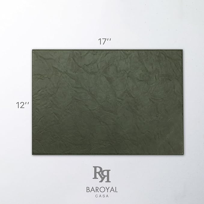 Faux Leather Placemats Set of 6 Vinyl Washable Wipeable Table Mats - Image 6