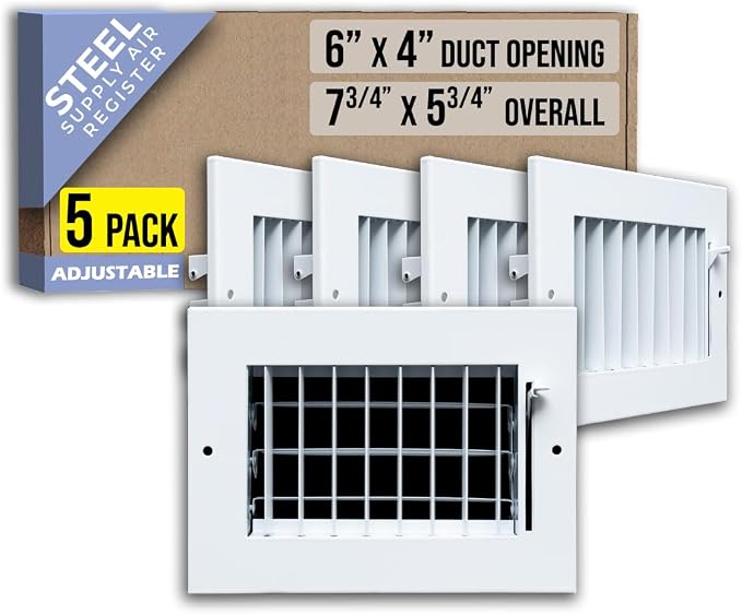 Fits 6x4 Duct Opening Steel Adjustable Air Supply Grille by Handua | Register by Handua