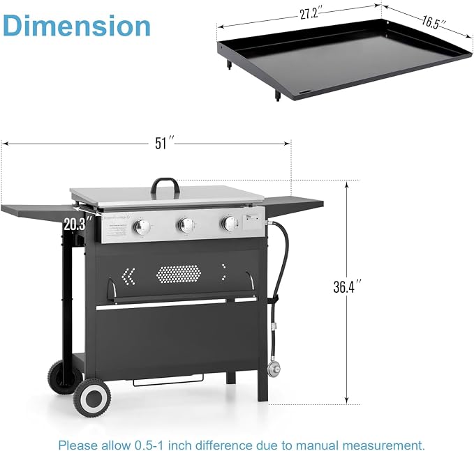 GREEN PARTY 3 Burner Propane Gas Griddle - Image 7