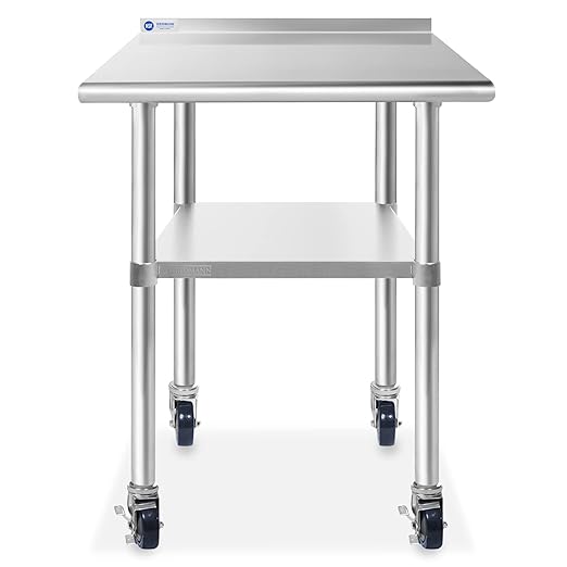GRIDMANN Stainless Steel Table 30 in. x 24 in., NSF Commercial Kitchen Prep & - Image 2
