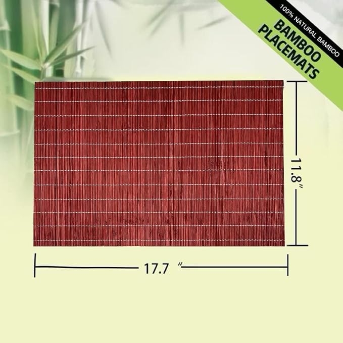 ANDSTAR Set of 24 Bamboo Placemats 17.7X11.8Inch Sushi Rolling Mat Japanese - Image 2