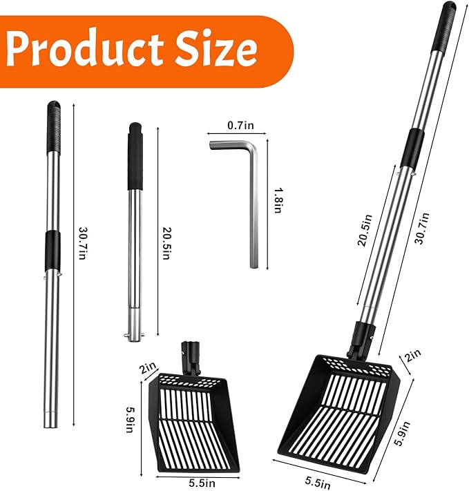 Long Handle Fireplace Ash Sifter, Hollow Out Metal Coal Shovel Adjustable - Image 2
