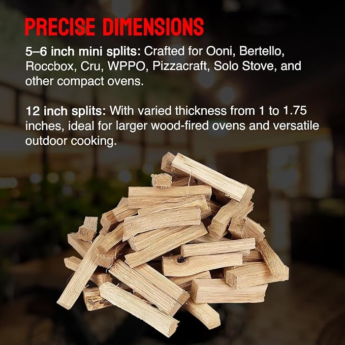 Mini Pizza Oven Wood, 6‑Inch Firewood Logs, Cherry Hardwood Splits - Image 6