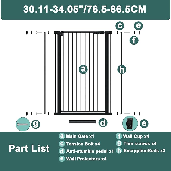 40.55" Tall 1.37" Ultra Narrow Spacing Dogs Pets Baby Gate - Image 6