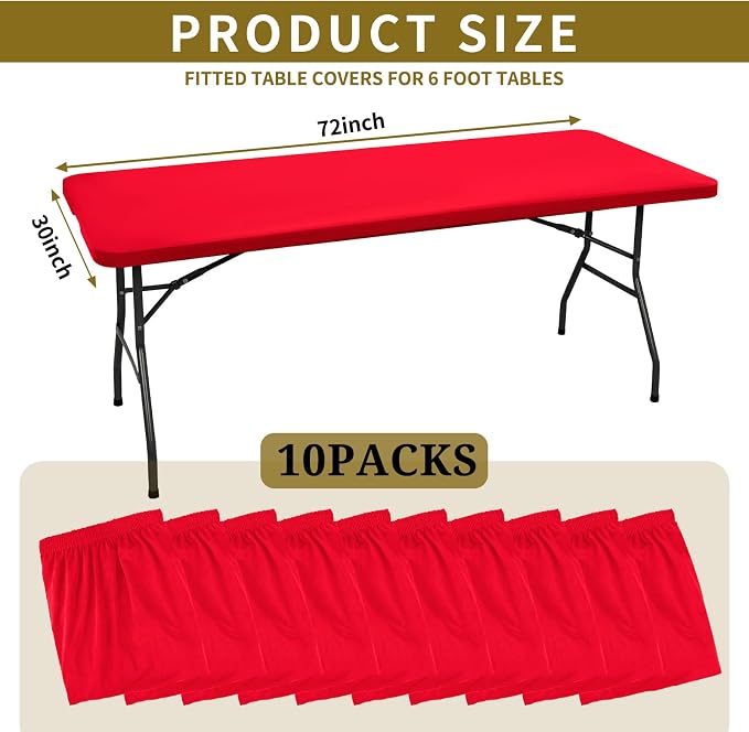 10 Pack Stretch Fabric Table Top Cap Cover, fits 6' Tables, Spandex Table - Image 2