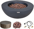 Elementi | Lunar Gas Fire Pit Cast Concrete 42" Round Fire Table, Outdoor Fire by AMSFireplaceInc