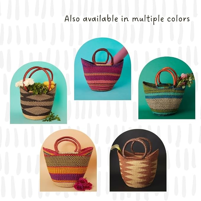 Black Natural Picnic Basket, Reusable Grocery Bag, Kitchen & Dining Storage - Image 7