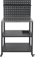 Three-Tier Grill Cart with Hanging Plate, Grill Table with 2 Locking Casters by YourFriends