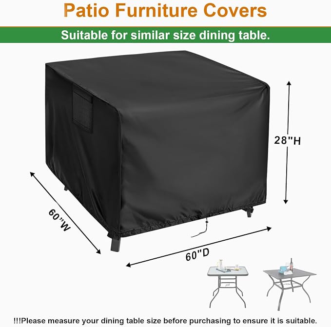 Outdoor Table Cover Square 60 inch Patio Table Cover Waterproof Patio Furniture - Image 5