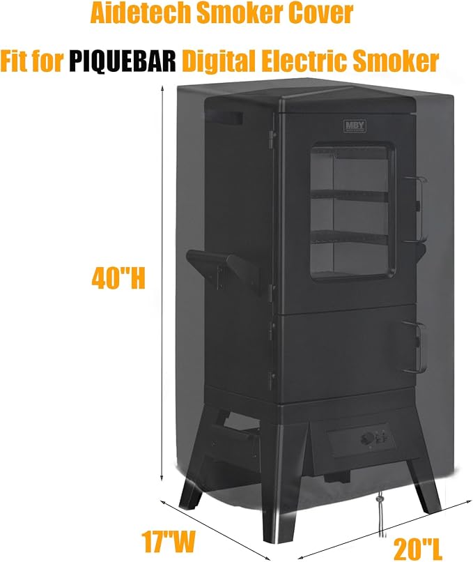 Smoker Cover Fit for PIQUEBAR Digital Electric Smoker, Waterproof Grill BBQ - Image 2