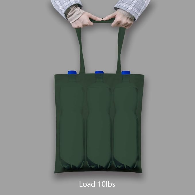 TOPDesign 24-Pack Economical 16"x15" Green Black Cotton Tote Bag, Lightweight - Image 6