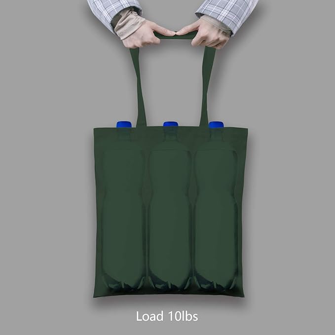 TOPDesign 6-Pack Economical 16"x15" Green Black Cotton Tote Bag, Lightweight - Image 6