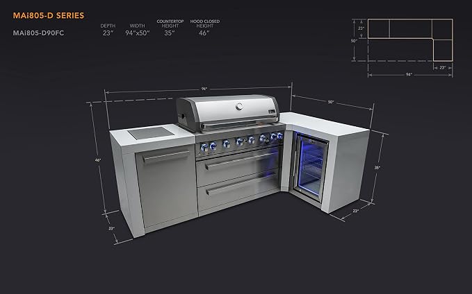 Mont Alpi MAi805-D90FC 44-inch 6-Burner 115000 BTU 90 Degree Corner Deluxe - Image 6