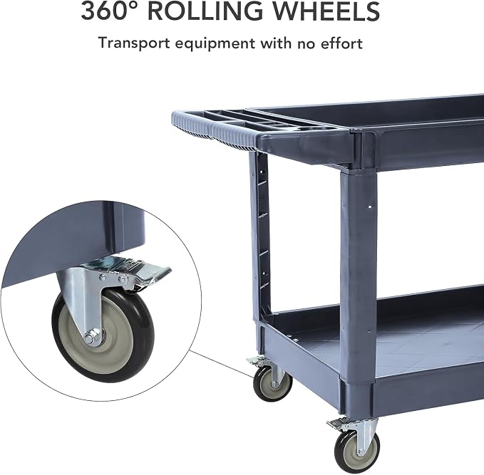 Service Cart 2-Shelf, Storage Handle, 500 lbs Capacity, - Image 3