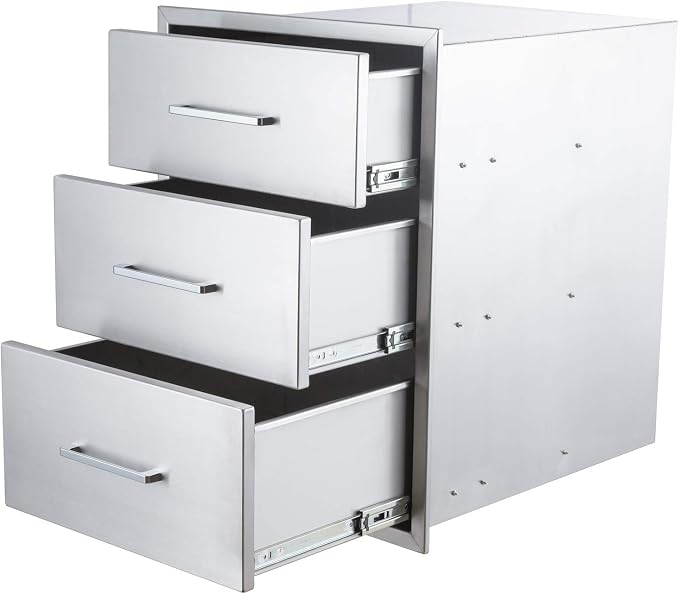 yuxiangBBQ Outdoor Kitchen Drawers Stainless Steel 3-Drawer BBQ Drawer 14" W x by Unknown