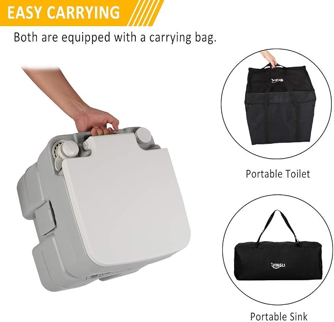 VINGLI Upgraded Portable Sink and Toilet Combo| Self-contained 5 Gal Hand - Image 2