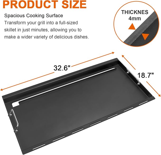 Full-Size Griddle Inserts for Weber Genesis II 400 Series Gas Grills, Flat Top - Image 2