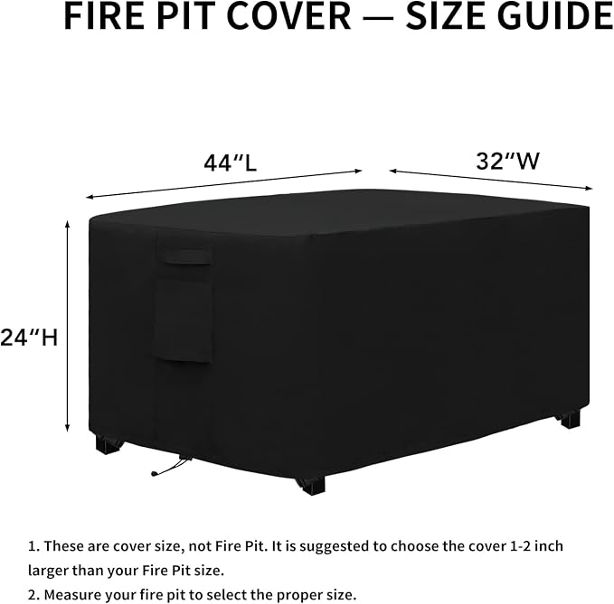 Easy-Going Outdoor Fire Pit Cover Rectangle 44" Lx32 Wx24 H, Durable Outdoor - Image 2