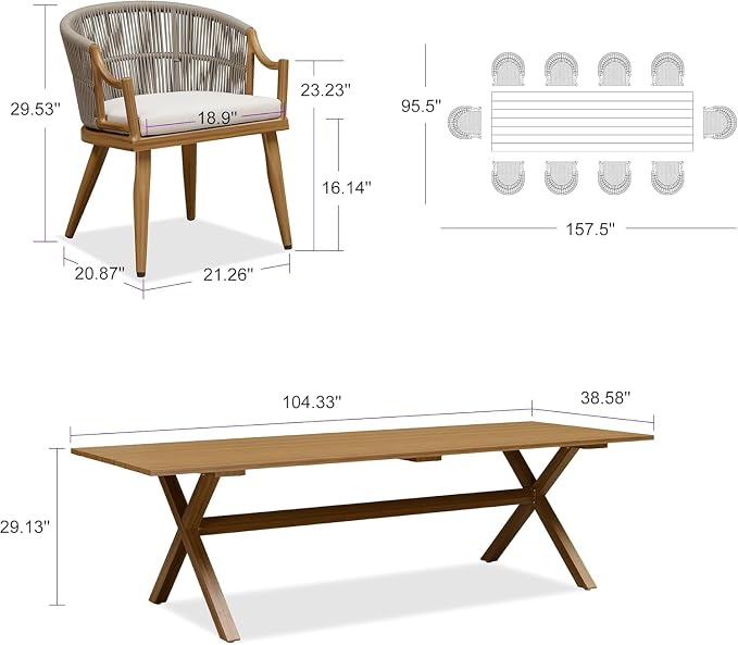 PURPLE LEAF Outdoor Dining Set for 10 - Image 2