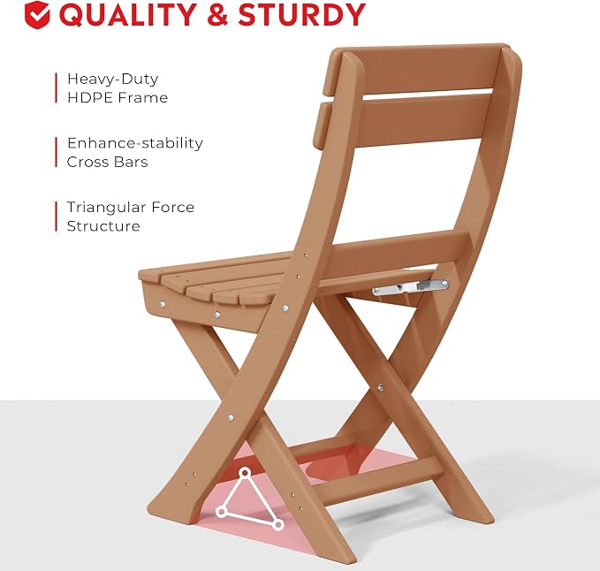 Costaelm Paradise 3-Piece Outdoor HDPE Folding Patio Bistro Table and Chairs - Image 3