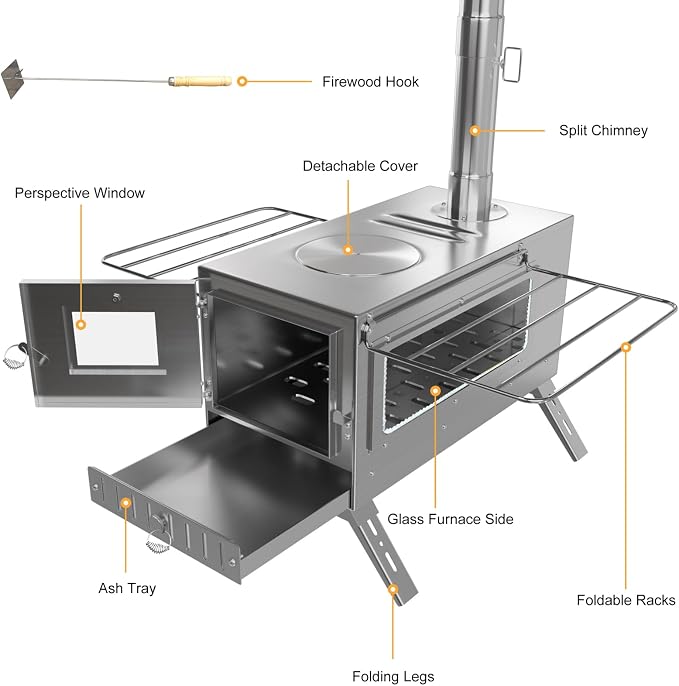 Hot Tent Stove, unho Wood Burning Stove, Portable Wood Stove - Image 6