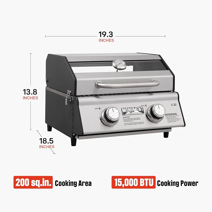 Portable Propane Gas Grill 2-Burner Tabletop Clearview® Monument Grills - Image 6