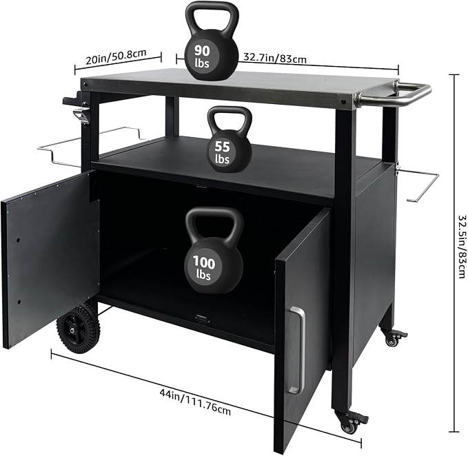 Dining Cart Table with Big Storage Cabinet - Image 2