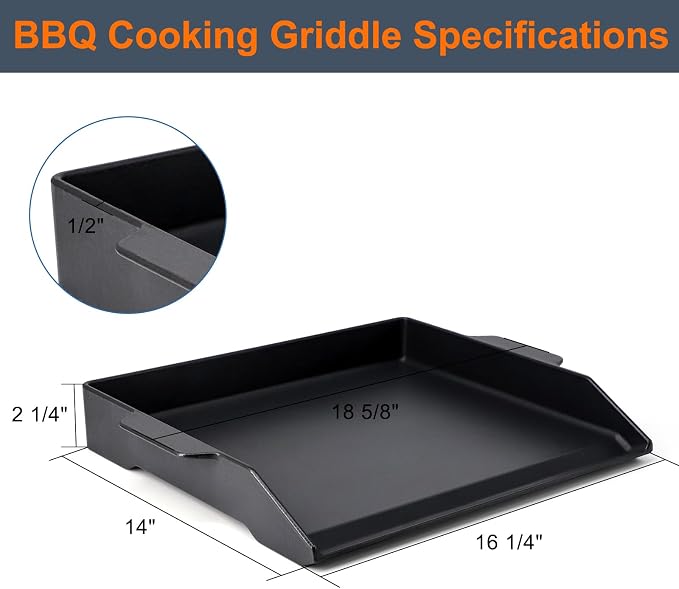 Criditpid Cast Iron Griddle for Gas Grill, Universal Flat Top Plate Cooking - Image 2