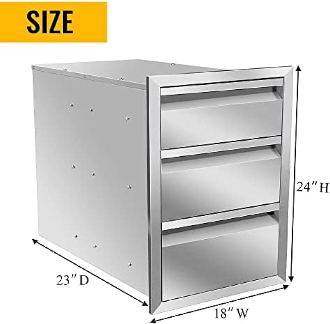 Outdoor Kitchen Stainless Steel Triple Access BBQ Drawers - Image 2