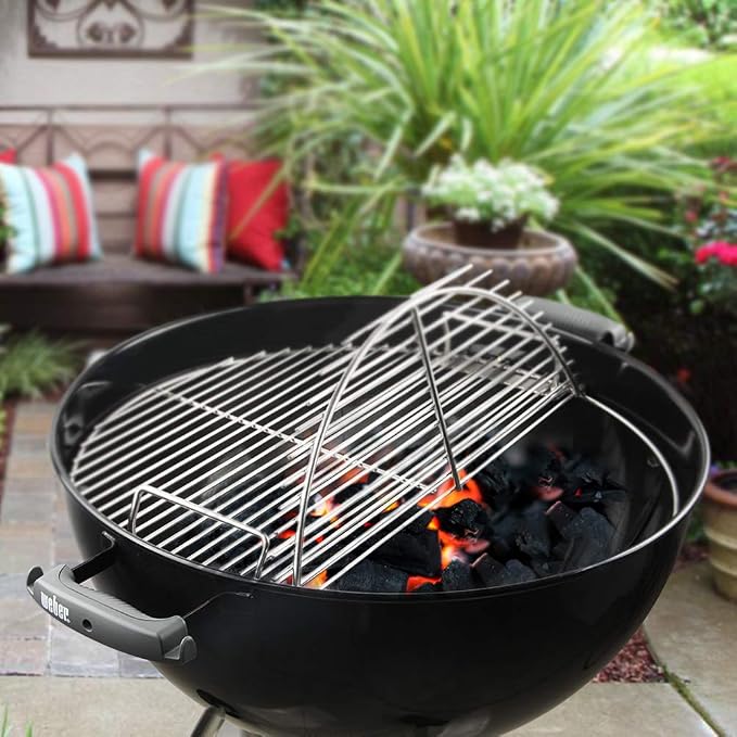 Cooking Grate 21.5 inch Kettle Grill Grate 304 Stainless Steel Round Hinged - Image 5