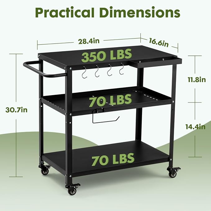 Outdoor Grill Cart Table, Indoor and Outdoor Pizza Oven Table, - Image 6