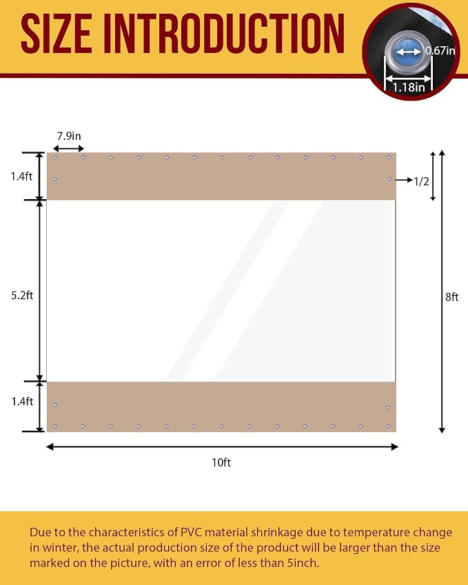 FoundGo 8'Hx10'W Outdoor Vinyl Curtains - Image 3