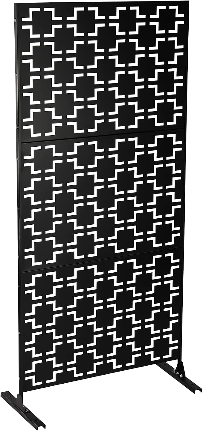 Metal Outdoor Privacy Screen, Freestanding Outdoor Divider Decorative Privacy - Image 8