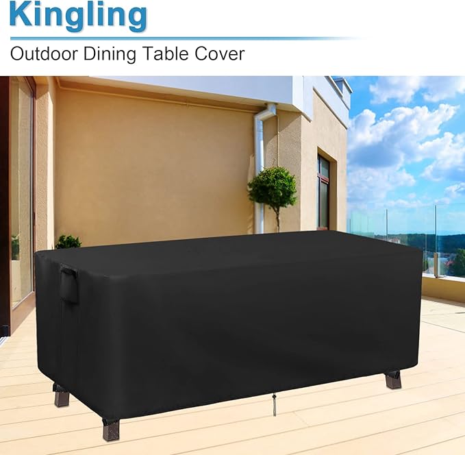 Kingling Patio Table Covers, Rectangular Outdoor Dining Table Cover 68 inch - Image 7