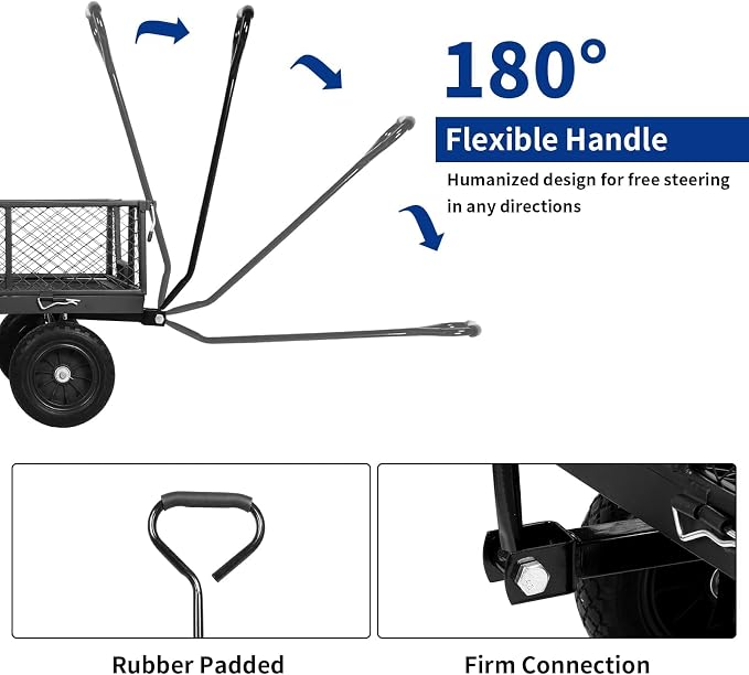 BILT HARD 880 lbs 10" Tires Steel Garden Cart - Image 4