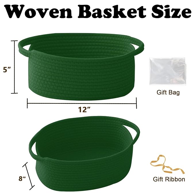Gift Basket with Gift Bag and Ribbons, Small Rope Woven Shelf Storage, Baskets - Image 2