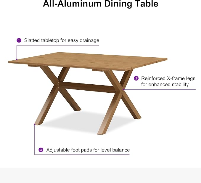 PURPLE LEAF 7 Pieces Outdoor Dining Set All Weather Wicker Patio Dining Set - Image 8