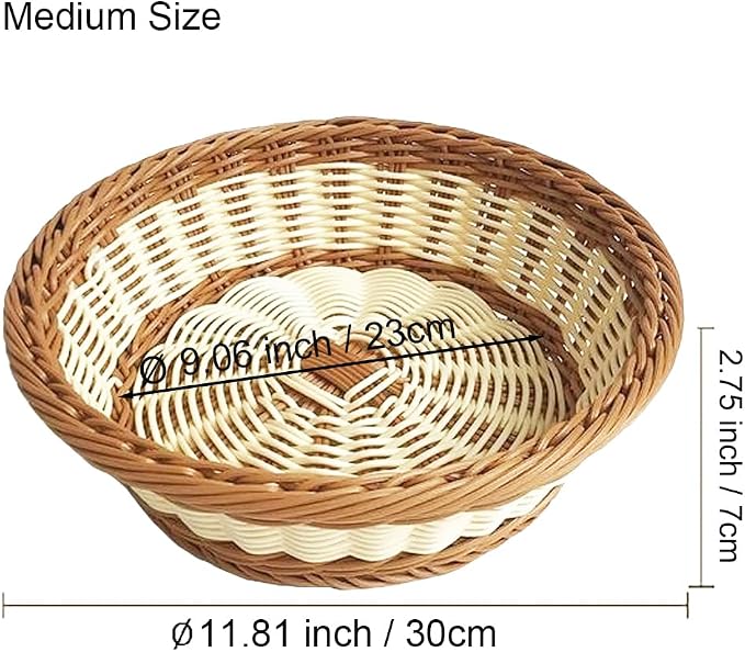 RT&BS Round Wicker Bread Basket, Christmas Food Baskets, Eco-Friendly Sturdy - Image 2