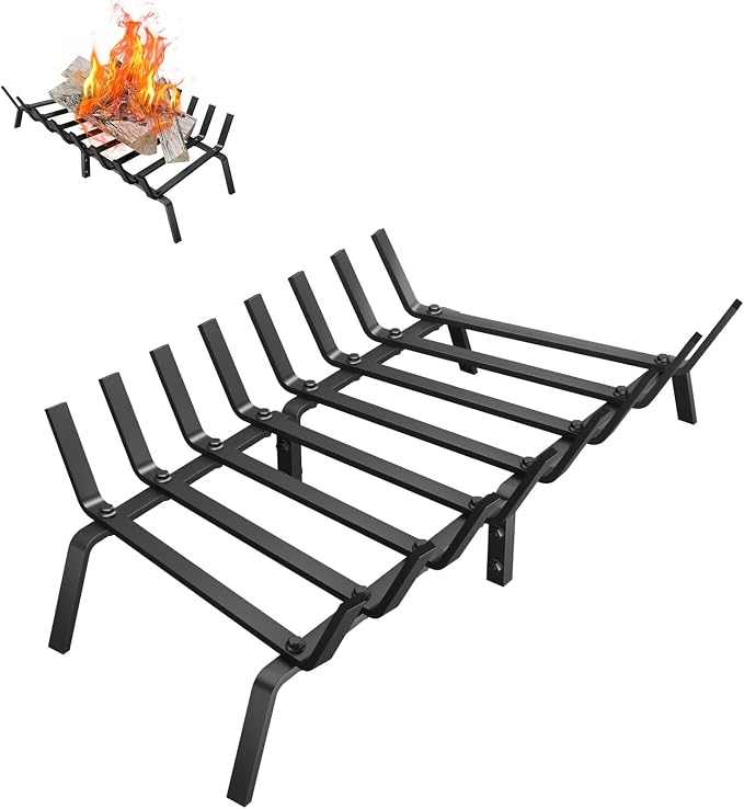 Fireplace Grate, 30 inch Solid Fireplace Log Holder, Heavy Duty Cast Iron by LOCVCDA