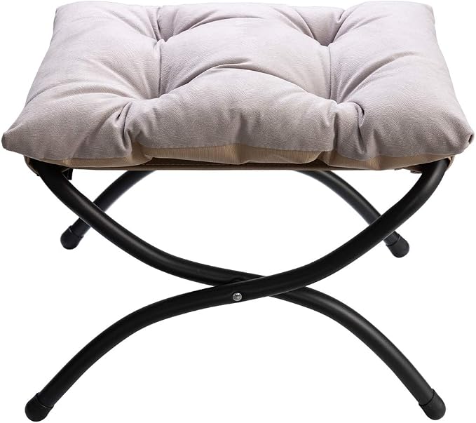 HollyHOME 15" Folding Footrest Stool, Upholstered Small Foldable Ottoman - Image 8