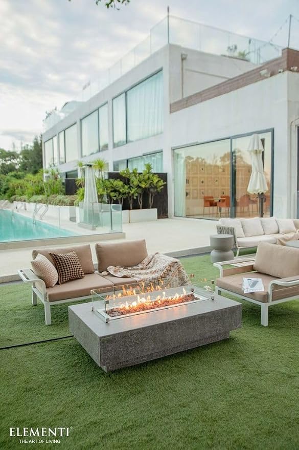 Elementi | Bundle Hampton Gas Fire Pit Cast Concrete 56" Rectangular Fire Table - Image 4