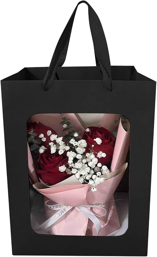 6 Pcs Black Paper Gift Bags - Image 3