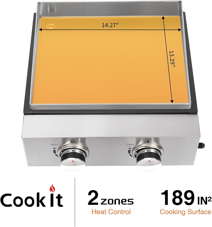 2-Burner Portable Tabletop Gas Griddle Grill - Image 3
