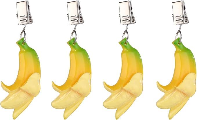 TwoFish Home Set of 4 Resin Banana Tablecloth Weights Clips Handicraft Banana by TwoFishHomeFashionLLC
