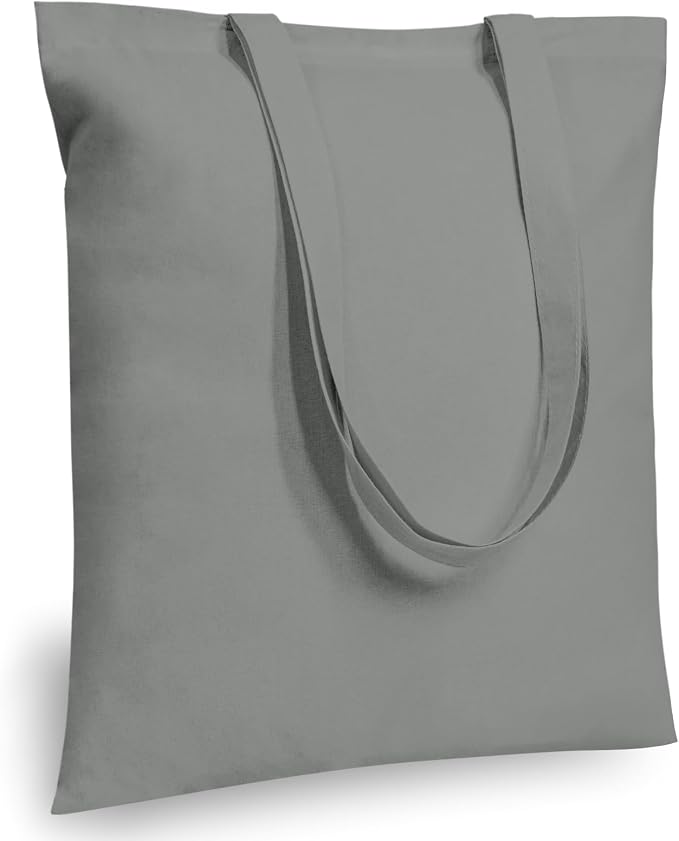 TOPDesign 12-Pack Economical 16"x15" Light Grey Cotton Tote Bags, Lightweight by TOPDesign
