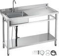 VEVOR Stainless Steel Utility Sink, Free Standing Single Bowl Commercial by VEVOR