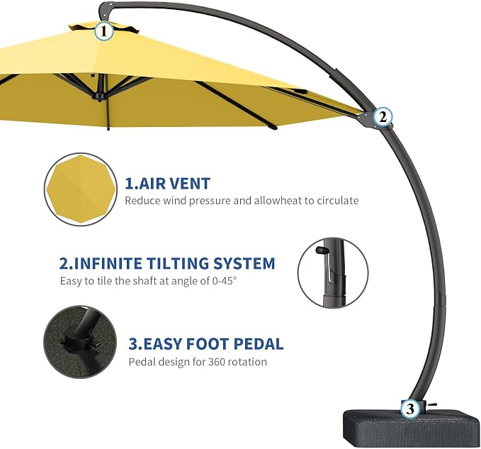 7 Piece Patio Dining Set with 11ft Patio Umbrella, 7 Navy Outdoor HDPE Dining - Image 4