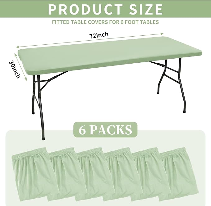 6 Pack Stretch Fabric Table Top Cap Cover, fits 6' Tables, Spandex Table Covers - Image 2