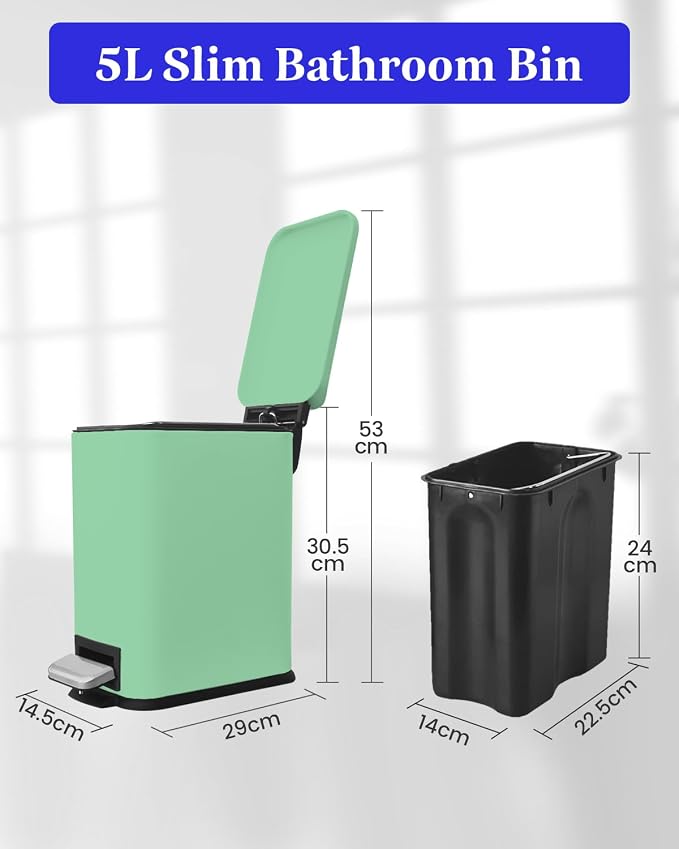 JM.YIPENG Bathroom Rubbish Bin, 5 Litre Cosmetic Bin, Small Waste Bin - Image 9