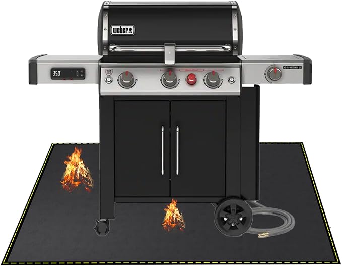 Grill Pad Floor Mat, Black Silicone Fiberglass, 30 x 48 Inch